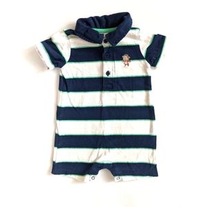 Carter's Striped Polo Romper with Monkey